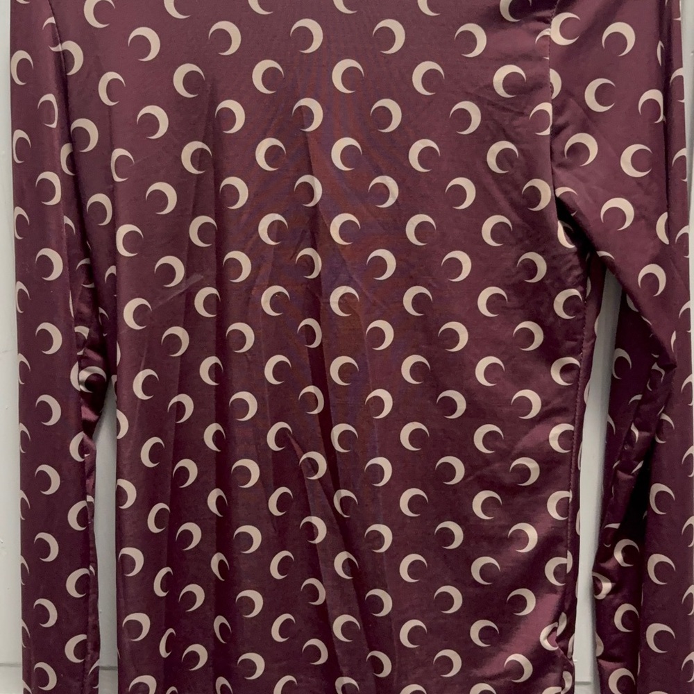 Marine Serre Burgundy Moon-Print Long Sleeve Top - Picture 3 of 6